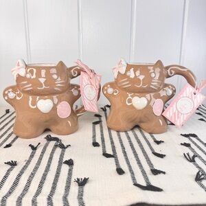 NEW Peppermint & Pine Gingerbread Cat Christmas Mugs